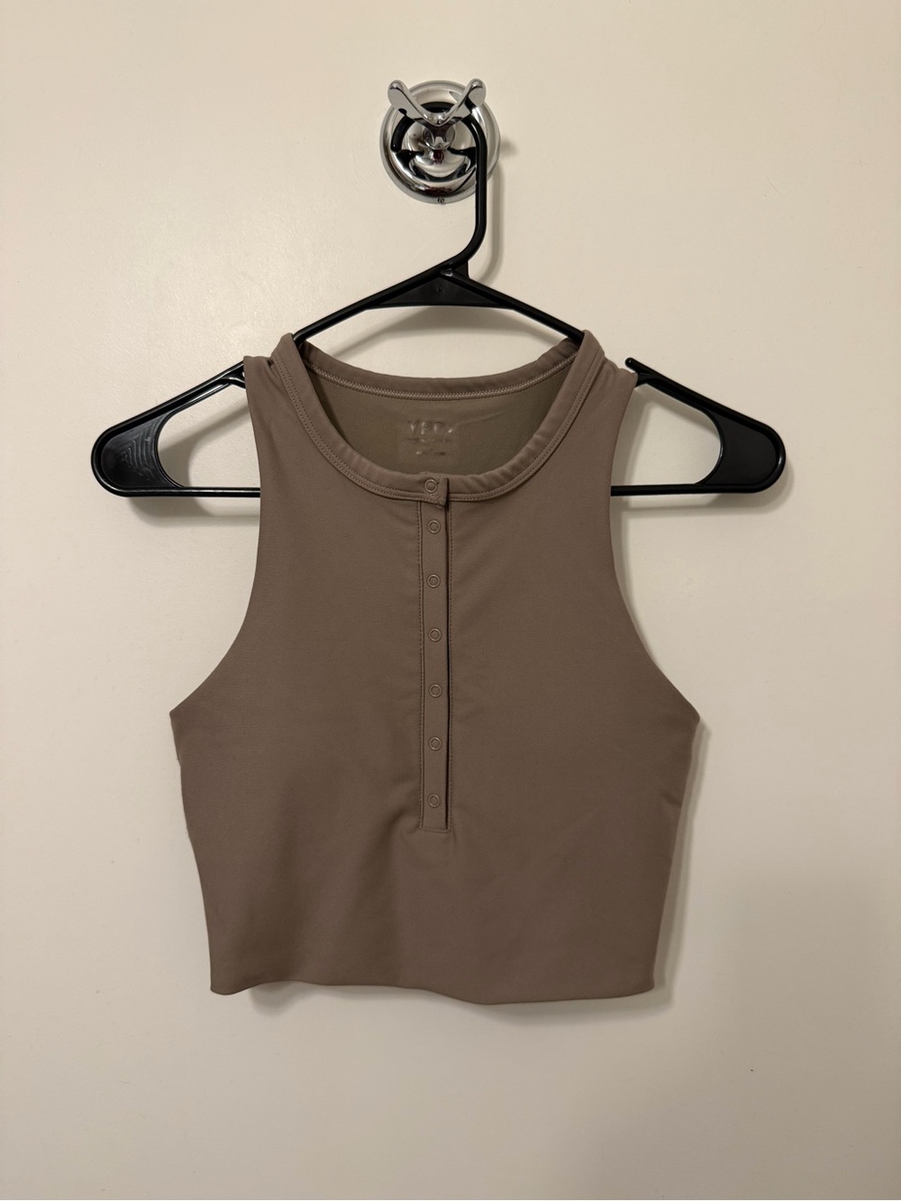 Abercrombie & Fitch YPB Taupe Henley Crop Tank
